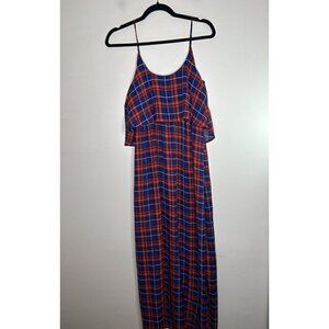 Derek Heart Maxi SunDress Women's Red & Blue Plaid Lined Size Medium